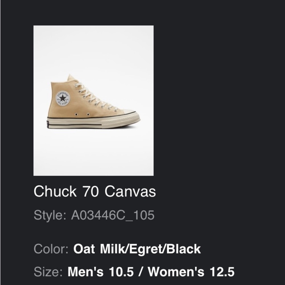 Converse Chuck 70 Canvas Oat Milk/Black Men's Shoes